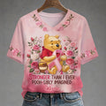 Personalized Floral V-Neck T-Shirt with Winnie the Pooh Design for Bridesmaids Fully Printed V-Neck T-Shirt GradoCreations