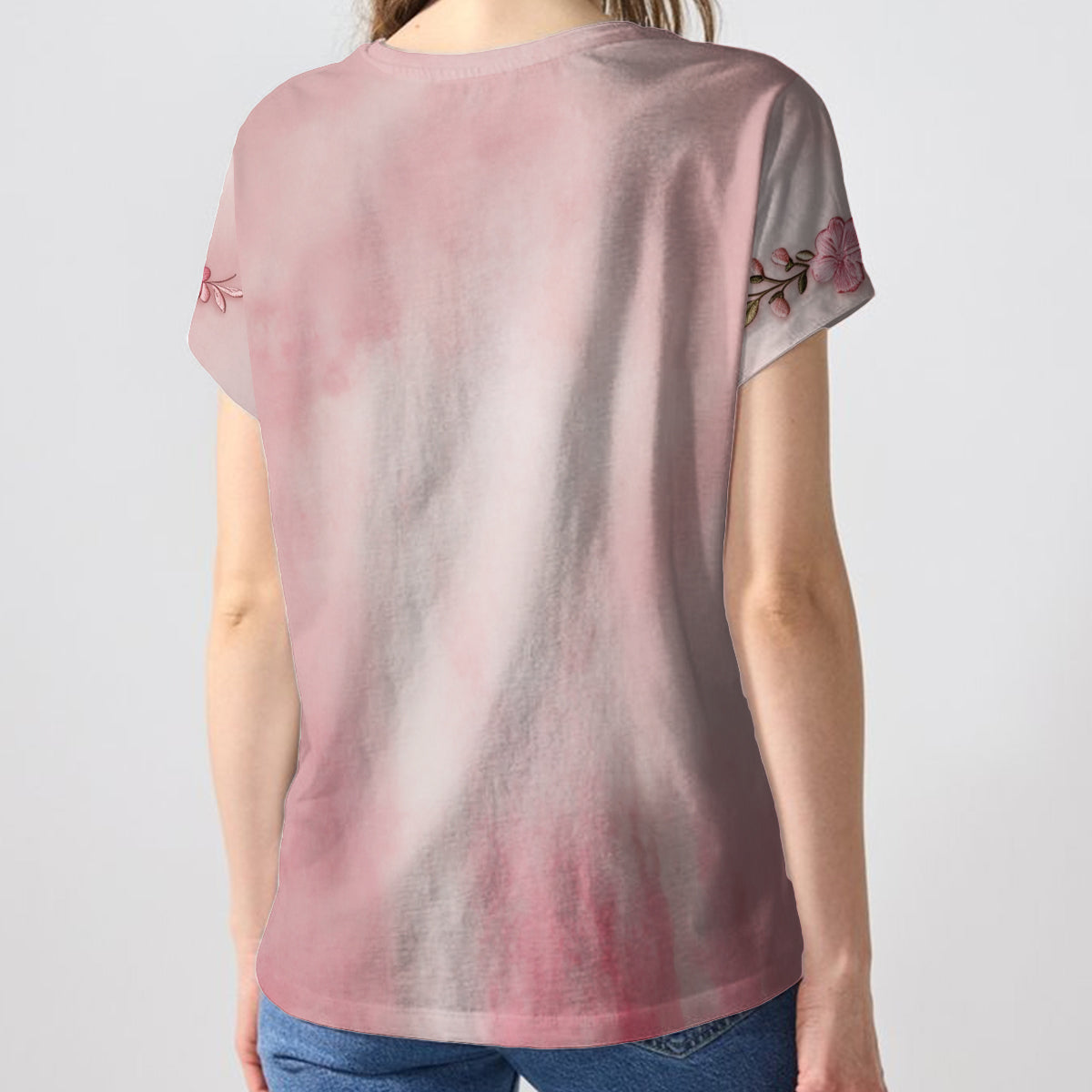 Personalized Floral V-Neck T-Shirt with Winnie the Pooh Design for Bridesmaids Fully Printed V-Neck T-Shirt GradoCreations