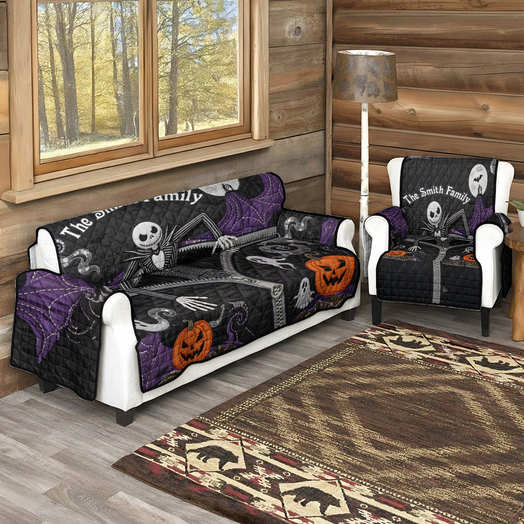 Personalized Nightmare Quilted Couch Cover Custom Family Name Quilted Sofa/Couch Cover GradoCreations