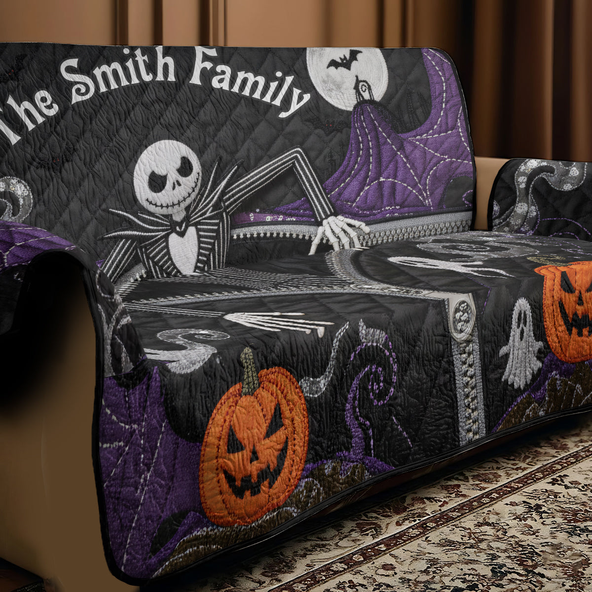 Personalized Nightmare Quilted Couch Cover Custom Family Name Quilted Sofa/Couch Cover GradoCreations
