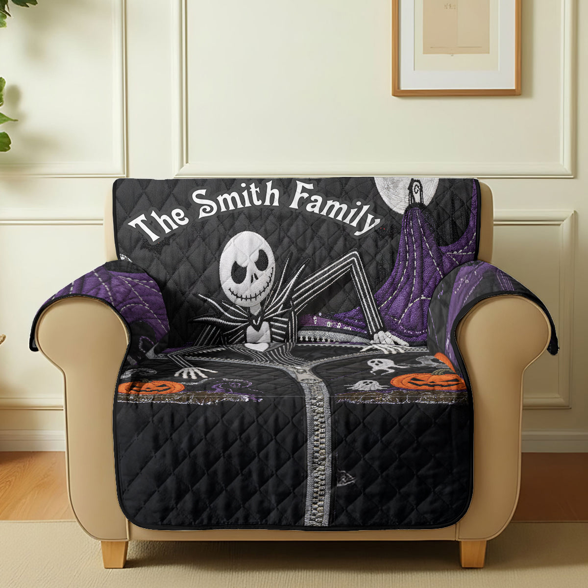 Personalized Nightmare Quilted Couch Cover Custom Family Name Quilted Sofa/Couch Cover GradoCreations