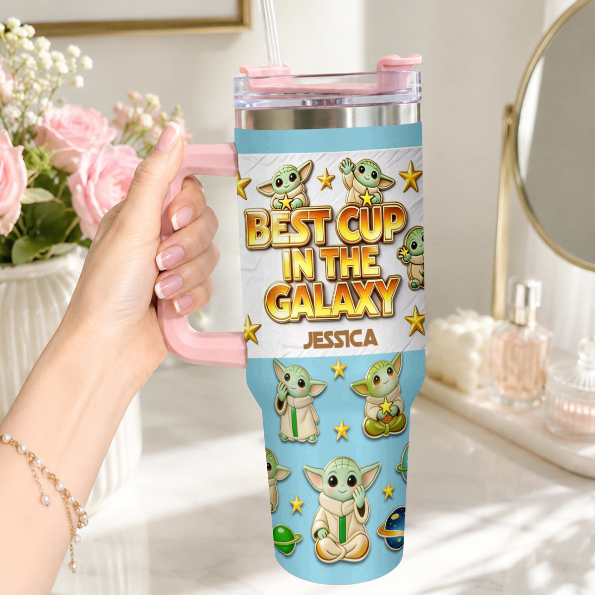 Personalized Tumbler with Plush Charm for Star Wars Fans Tumbler With Plush Charm GradoCreations