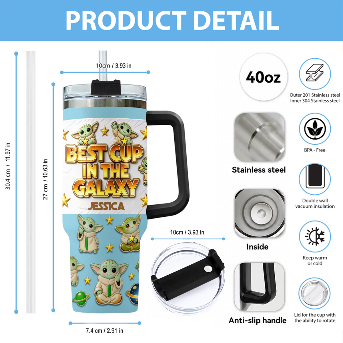 Personalized Tumbler with Plush Charm for Star Wars Fans Tumbler With Plush Charm GradoCreations