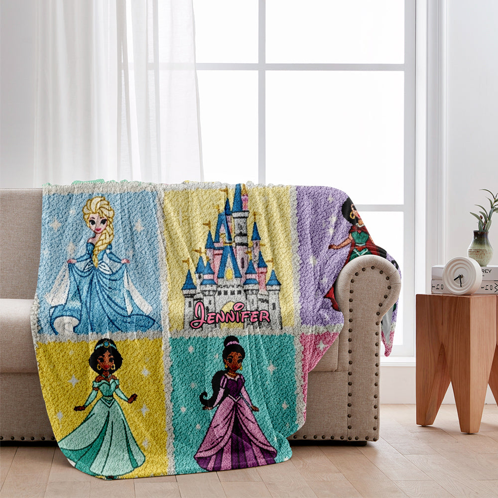 Personalized Princess Blanket Soft Flannel Gift for Kids Blanket GradoCreations