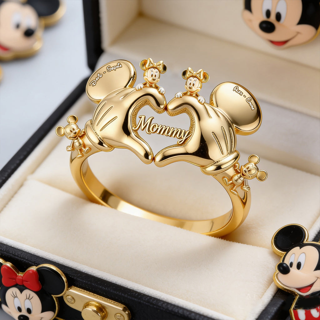 Personalized Mommy Mouse Heart Adjustable Ring Gift Idea Adjustable Shaped Ring GradoCreations