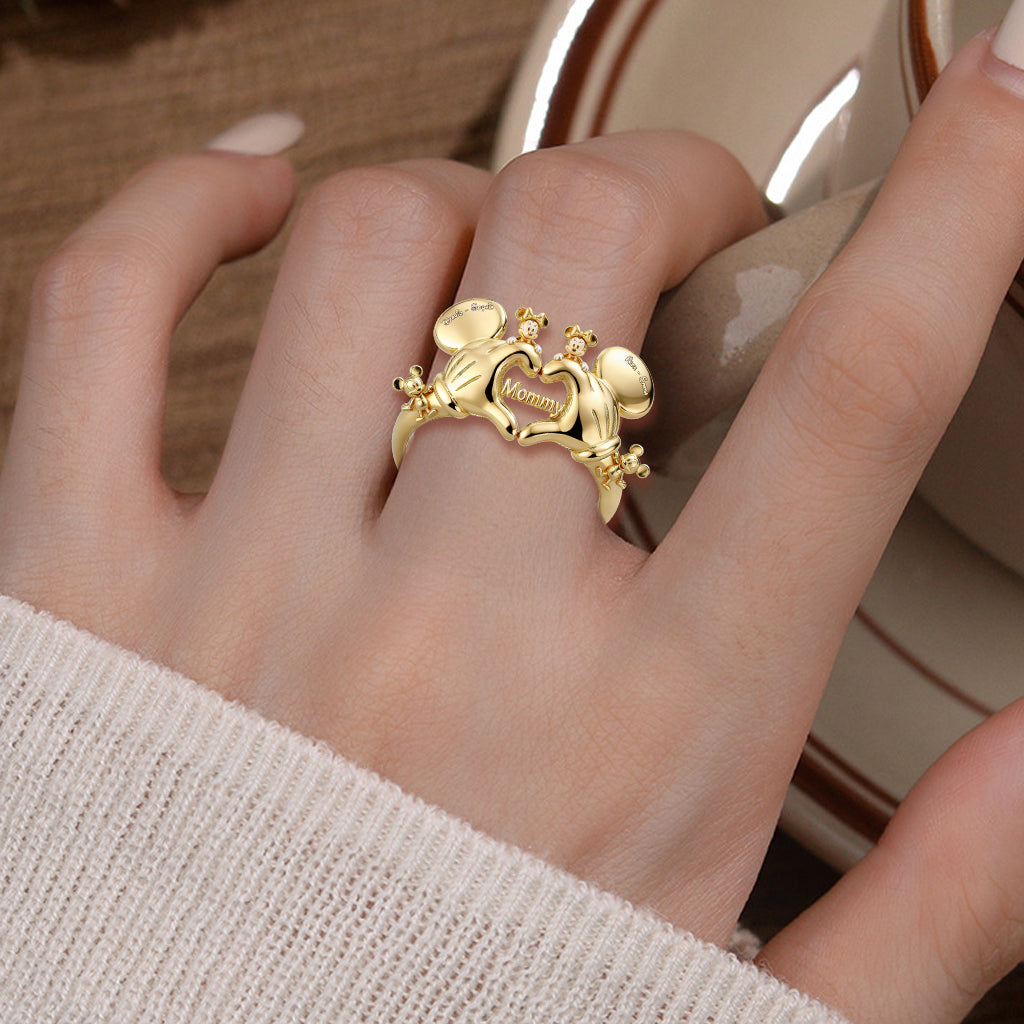 Personalized Mommy Mouse Heart Adjustable Ring Gift Idea Adjustable Shaped Ring GradoCreations