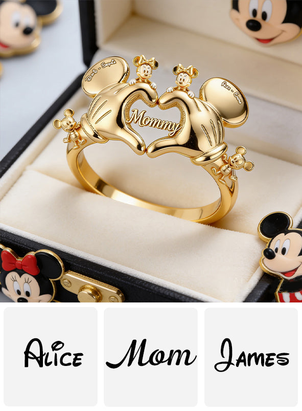 Personalized Mommy Mouse Heart Adjustable Ring Gift Idea Adjustable Shaped Ring GradoCreations