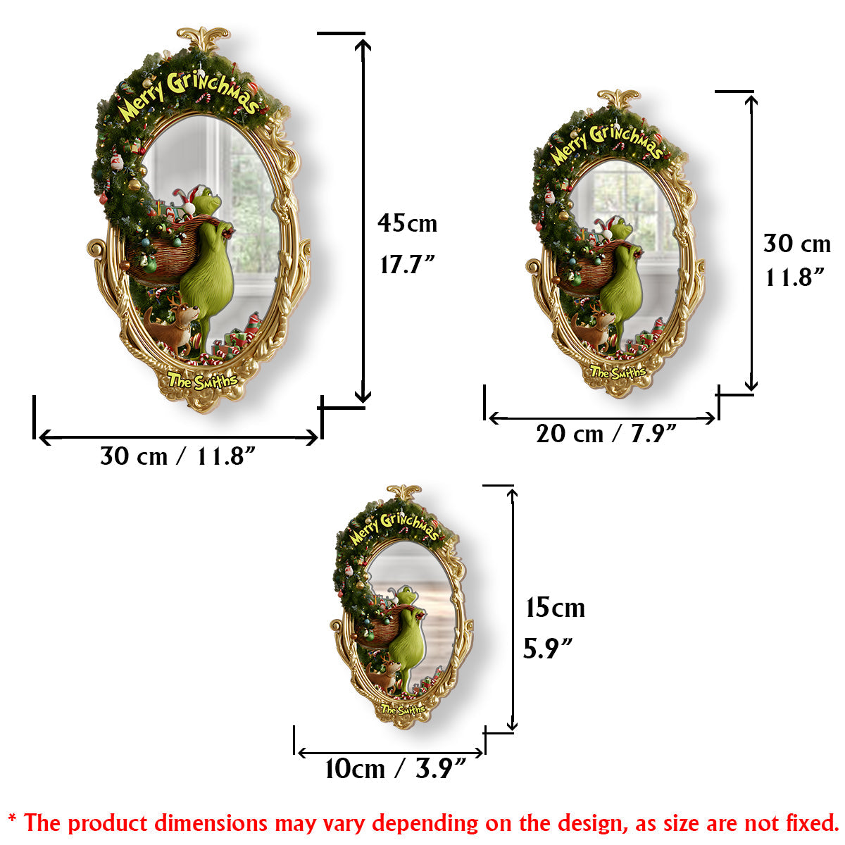 Personalized Merry Grinchmas Wall Hanging Mirror Christmas Gift Wall Hanging Mirror GradoCreations