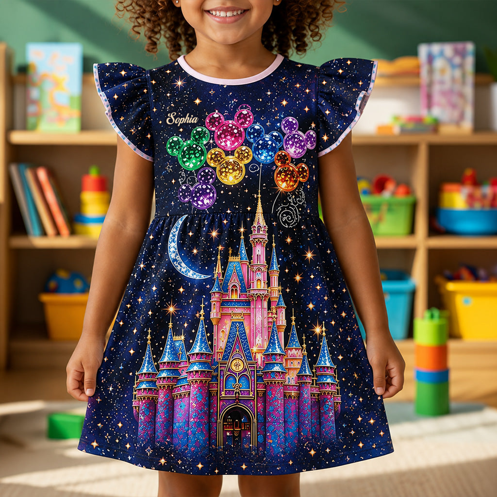 Personalized Magical Castle Dress Custom Name Gift for Kids Kid Dress GradoCreations