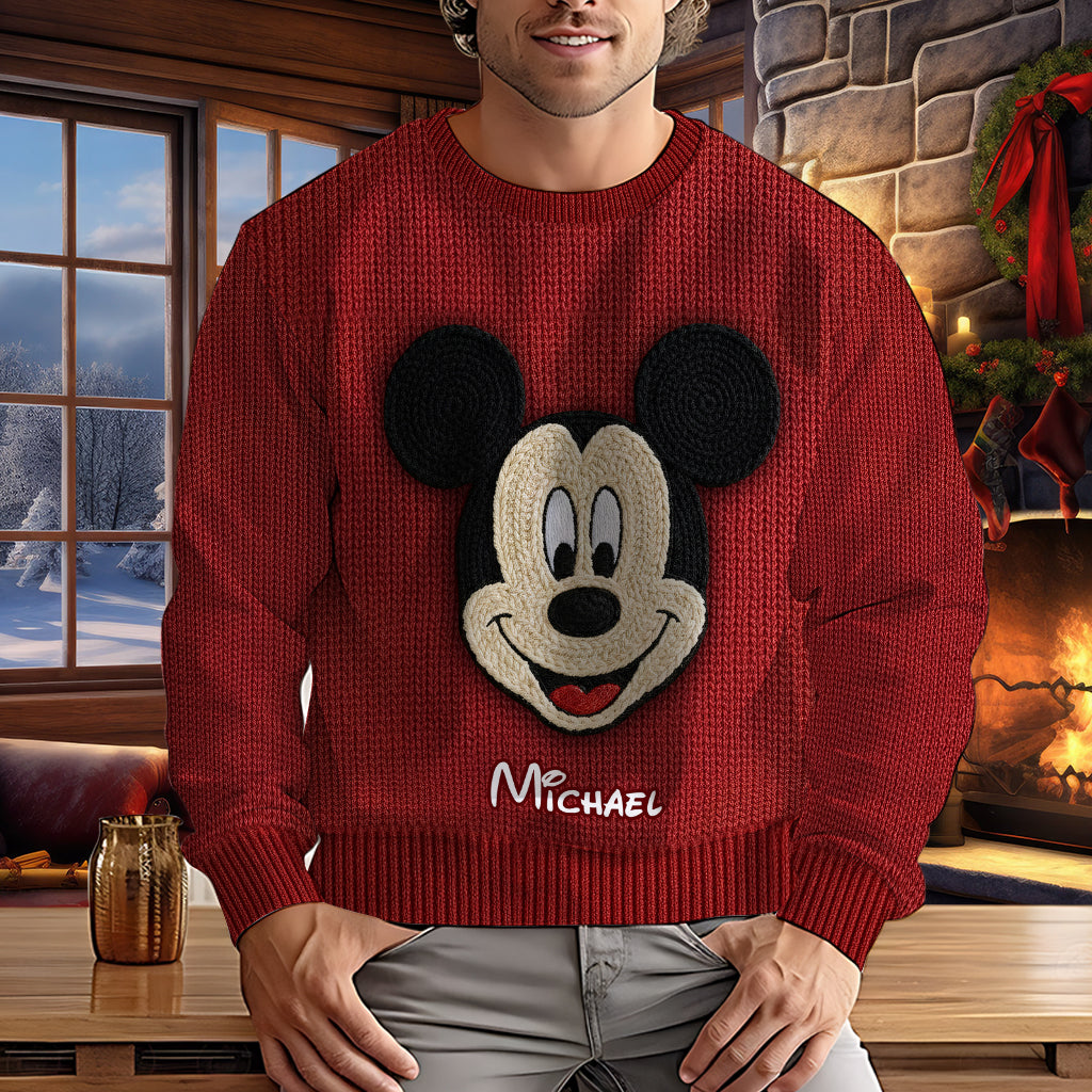 Personalized Mickey Mouse Ugly Sweater Custom Name Christmas Gift Ugly Sweater GradoCreations