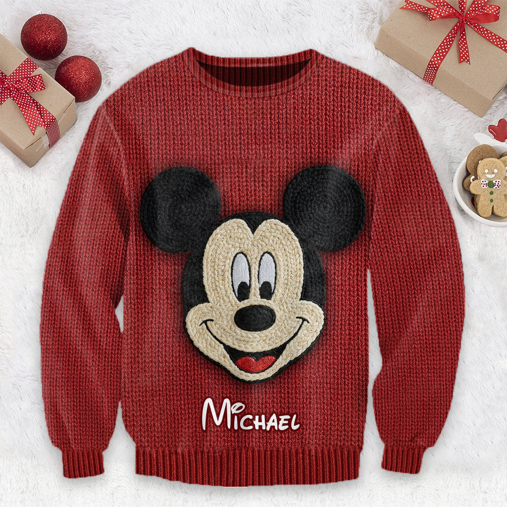 Personalized Mickey Mouse Ugly Sweater Custom Name Christmas Gift Ugly Sweater GradoCreations
