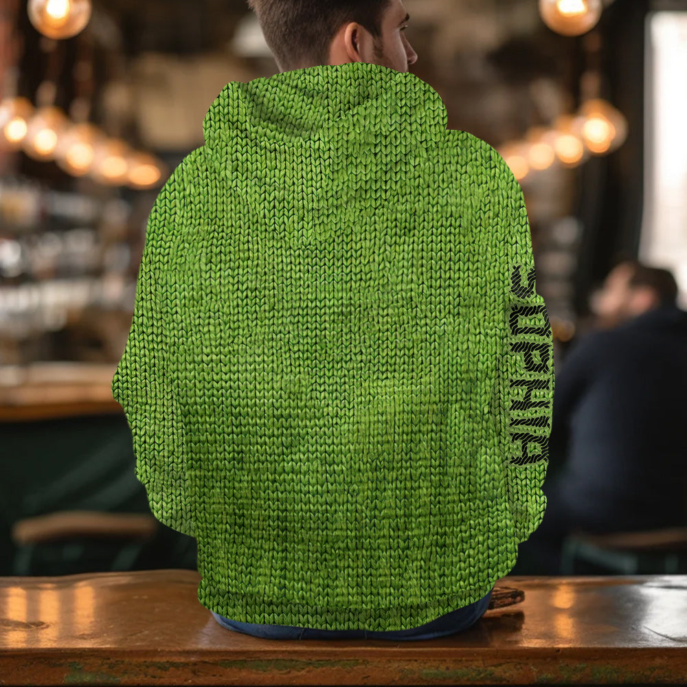 Personalized Grinch Waffle Hoodie Custom Name Gift for Christmas Waffle Hoodie GradoCreations
