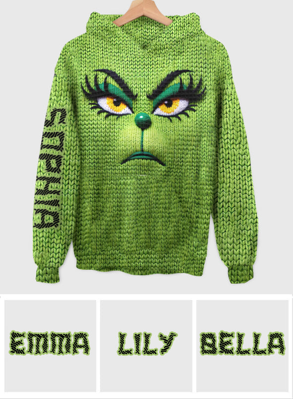 Personalized Grinch Waffle Hoodie Custom Name Gift for Christmas Waffle Hoodie GradoCreations