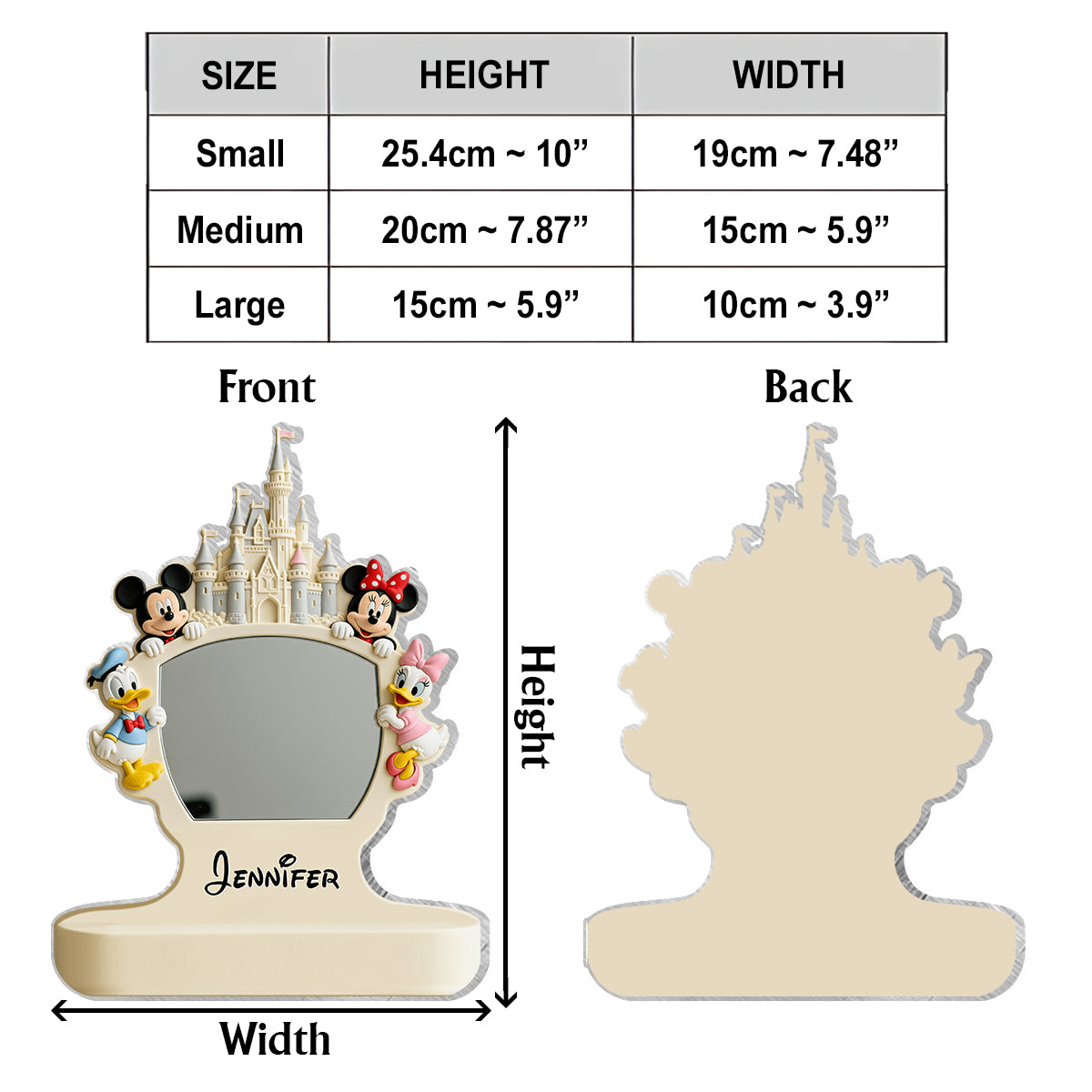 Personalized Disney Character Desk Mirror Custom Name Gift Desk Mirror GradoCreations