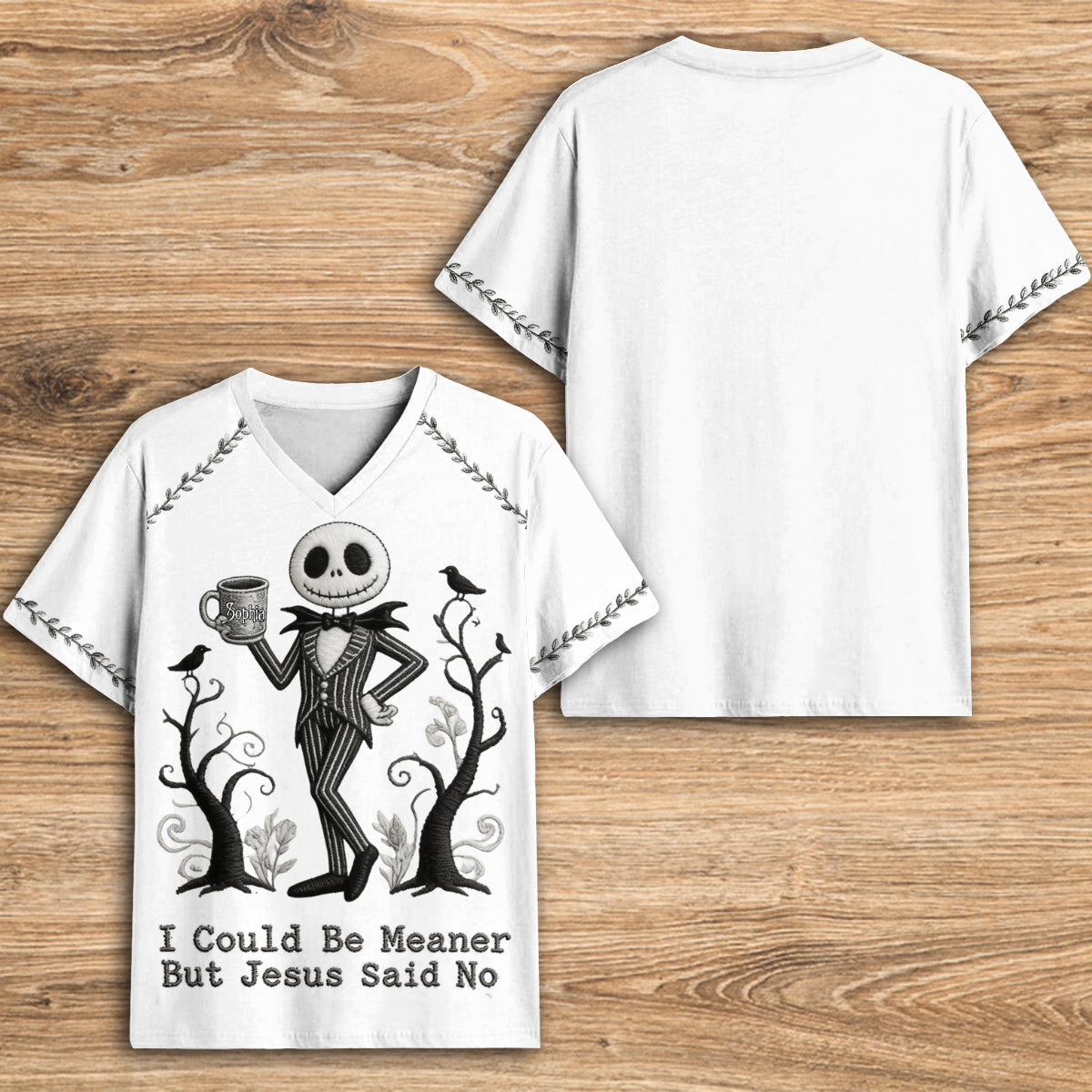 Personalized Fully Printed V-Neck T-Shirt Unique Gift Idea Fully Printed V-Neck T-Shirt GradoCreations
