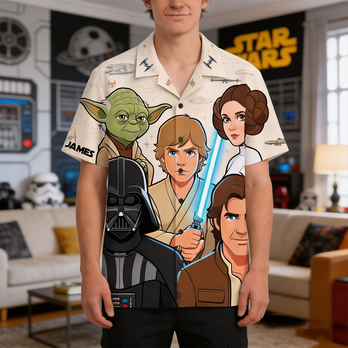 Personalized Star Wars Hawaiian Shirt Custom Name Gift for Fans Hawaiian Shirt GradoCreations