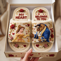 Personalized Beauty and the Beast Open-Toe Slippers Gift for Couples Open-Toe Slippers GradoCreations