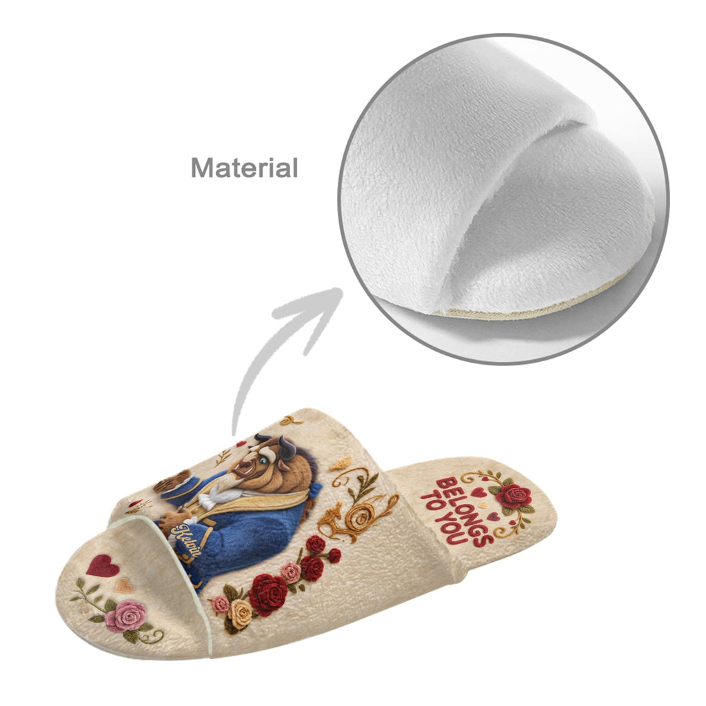 Personalized Beauty and the Beast Open-Toe Slippers Gift for Couples Open-Toe Slippers GradoCreations