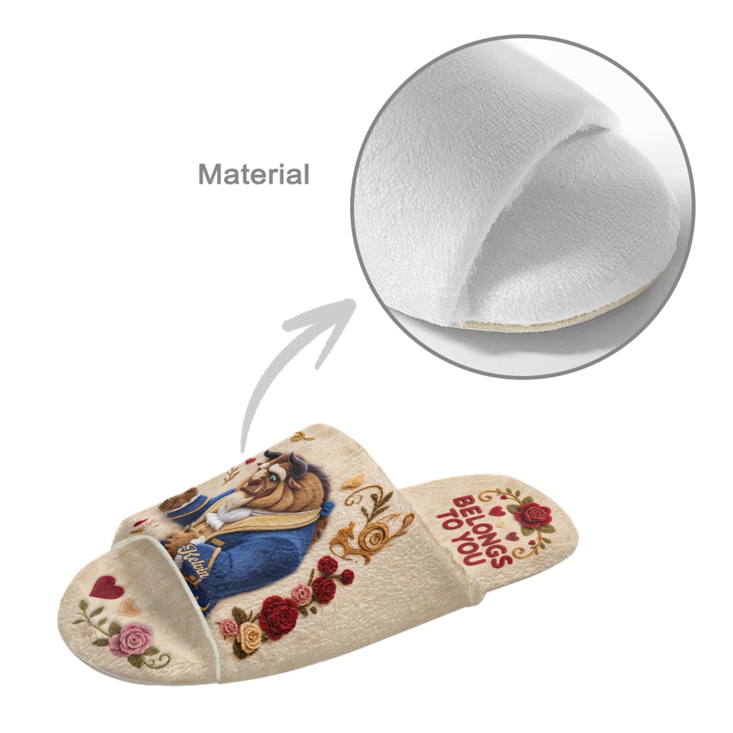Personalized Beauty and the Beast Open-Toe Slippers Gift for Couples Open-Toe Slippers GradoCreations