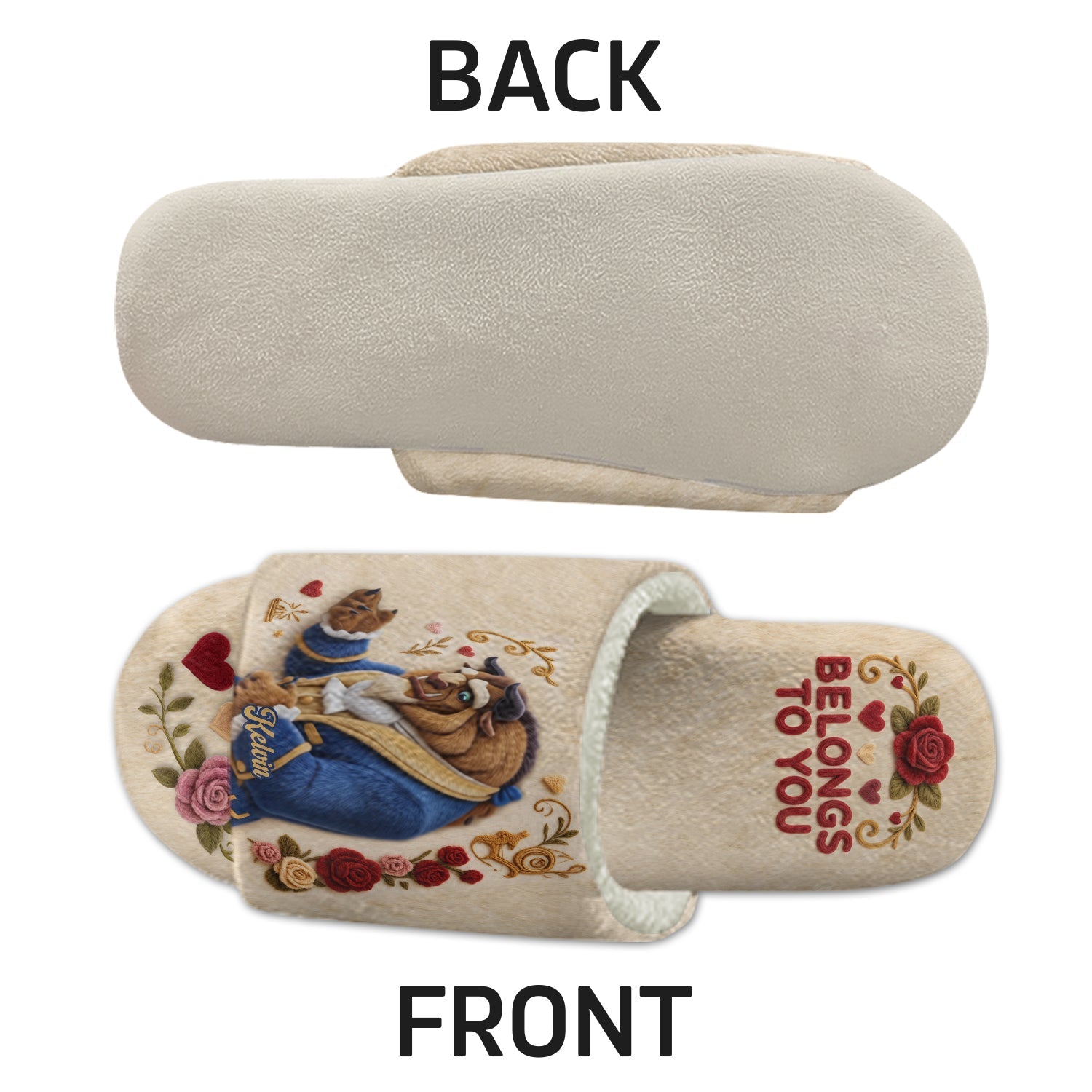Personalized Beauty and the Beast Open-Toe Slippers Gift for Couples Open-Toe Slippers GradoCreations