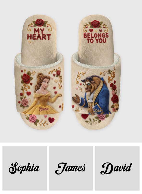 Personalized Beauty and the Beast Open-Toe Slippers Gift for Couples Open-Toe Slippers GradoCreations