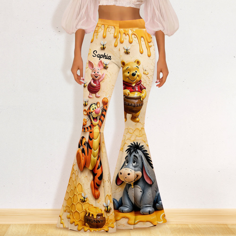 Personalized Flare Leggings with Disney Honey Bear Theme for Women Flare Leggings GradoCreations