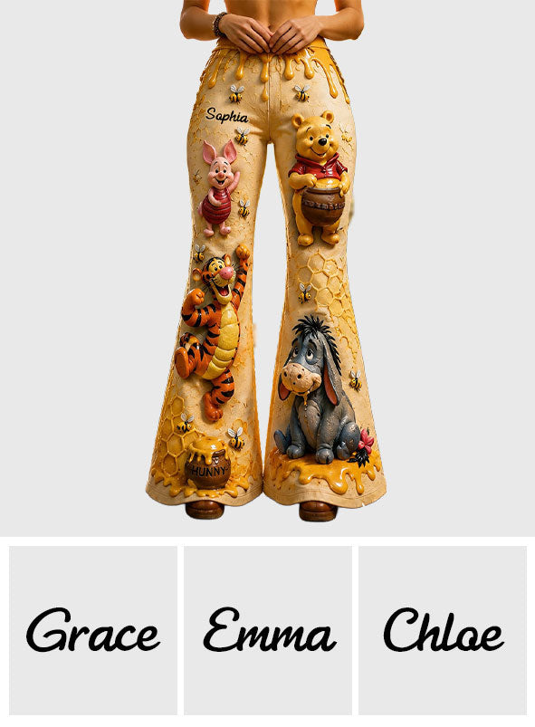 Personalized Flare Leggings with Disney Honey Bear Theme for Women Flare Leggings GradoCreations