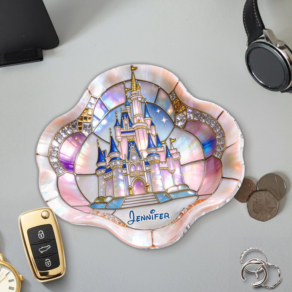 Personalized Acrylic Catch-All Tray with Magical Castle Design Catch-All Tray GradoCreations