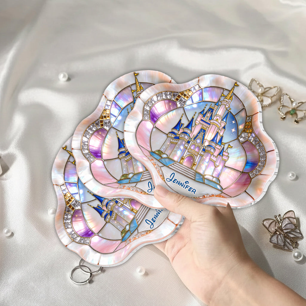 Personalized Acrylic Catch-All Tray with Magical Castle Design Catch-All Tray GradoCreations