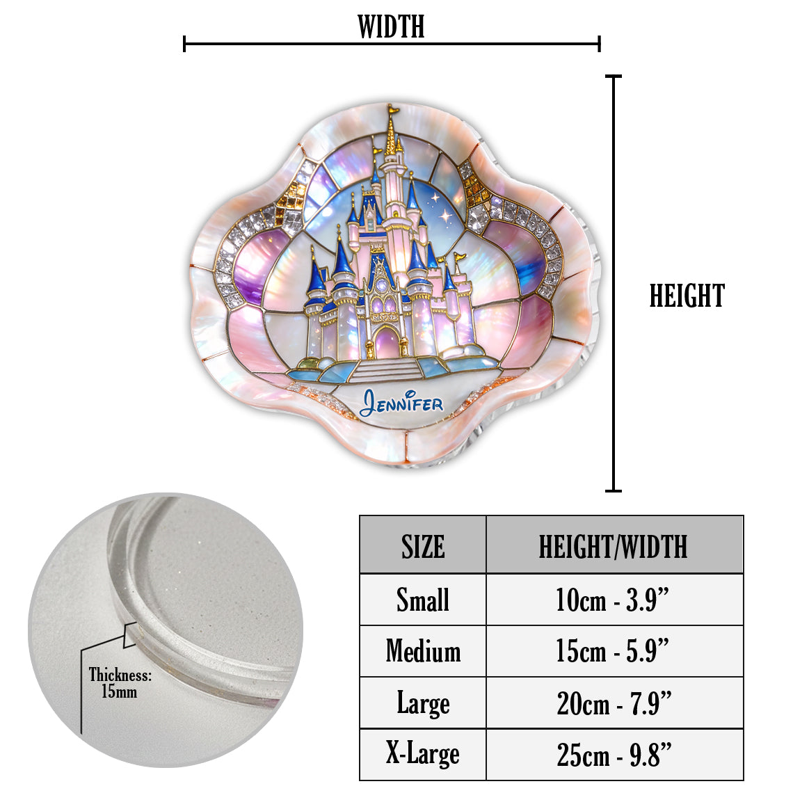 Personalized Acrylic Catch-All Tray with Magical Castle Design Catch-All Tray GradoCreations
