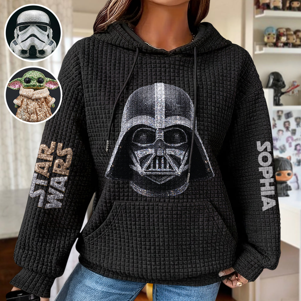 Personalized Star Wars Waffle Hoodie with Custom Name Gift for Fans Waffle Hoodie GradoCreations