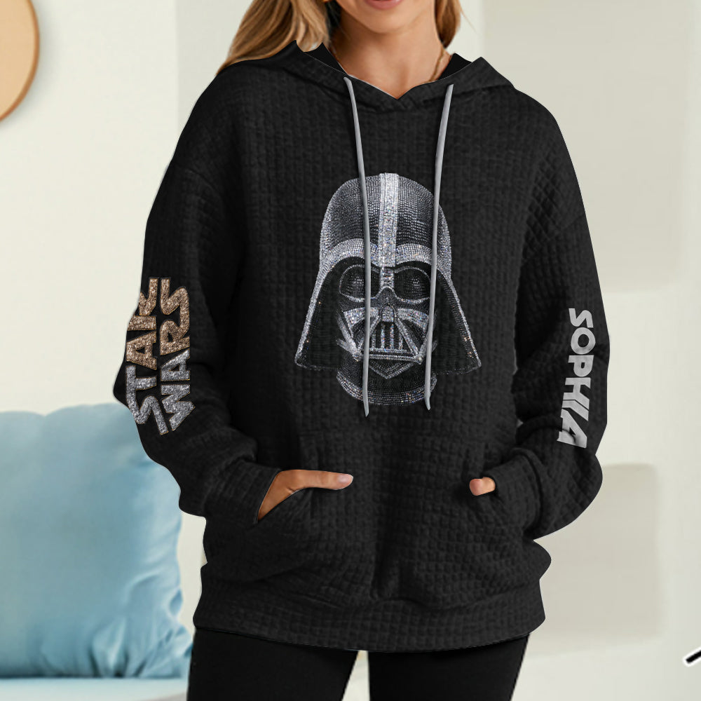 Personalized Star Wars Waffle Hoodie with Custom Name Gift for Fans Waffle Hoodie GradoCreations