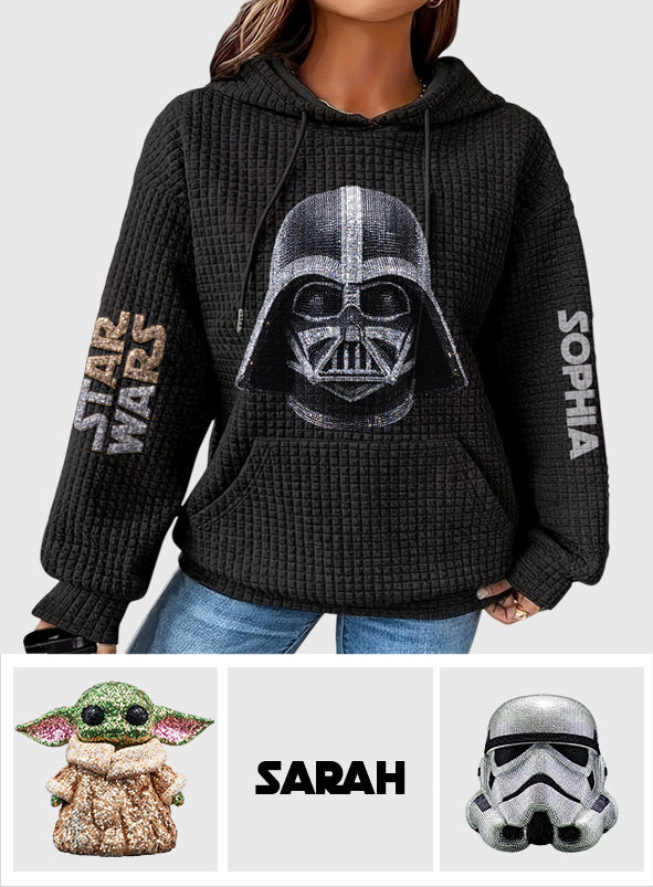 Personalized Star Wars Waffle Hoodie with Custom Name Gift for Fans Waffle Hoodie GradoCreations