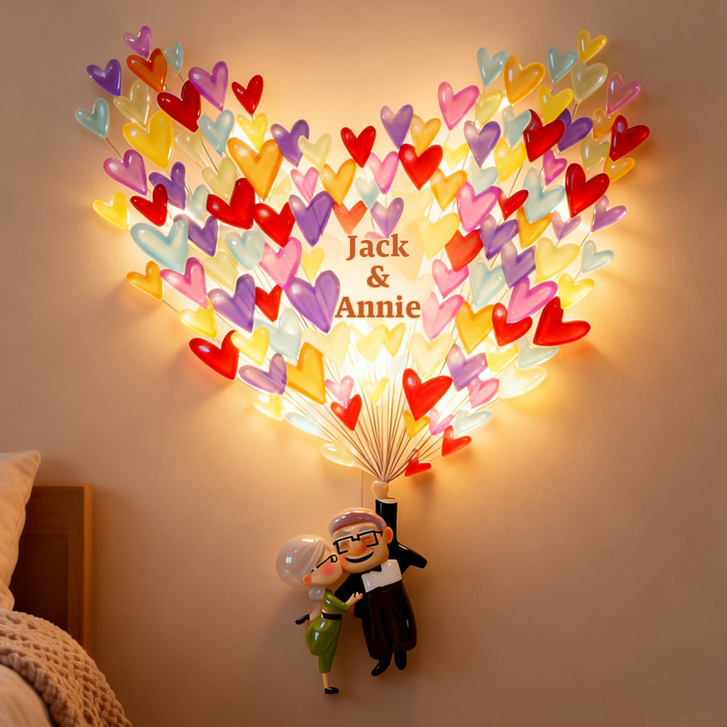 Personalized LED Light Acrylic Sign Couple Gift with Heart Design LED Light Acrylic Sign GradoCreations