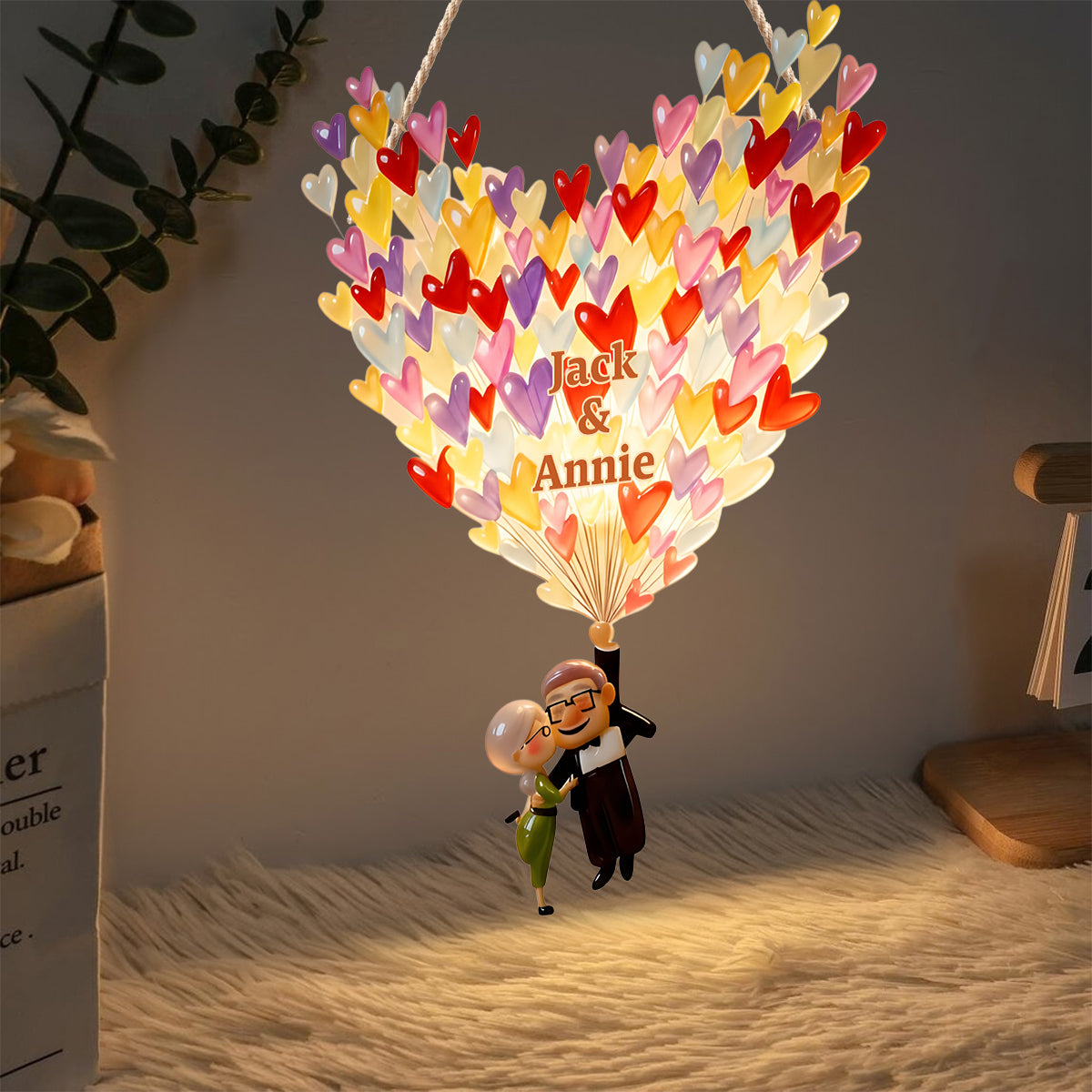 Personalized LED Light Acrylic Sign Couple Gift with Heart Design LED Light Acrylic Sign GradoCreations