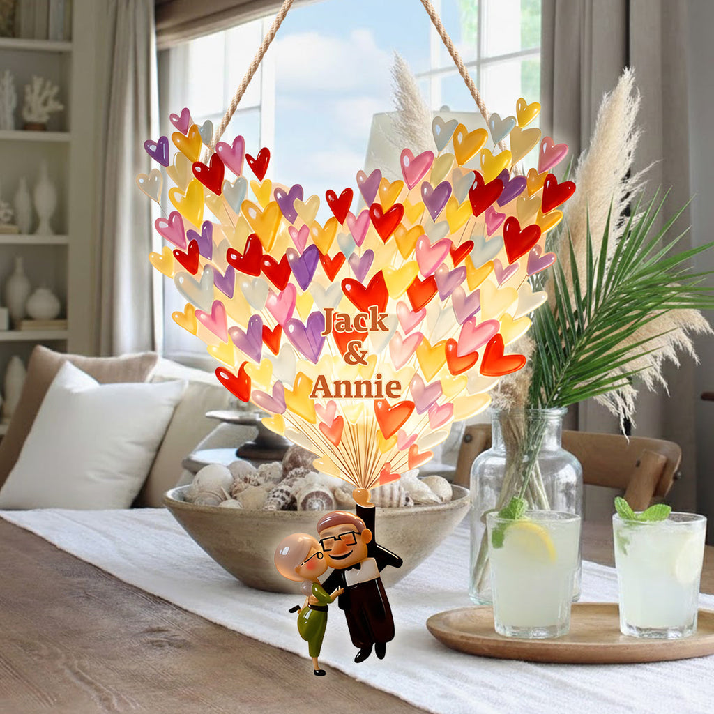 Personalized LED Light Acrylic Sign Couple Gift with Heart Design LED Light Acrylic Sign GradoCreations