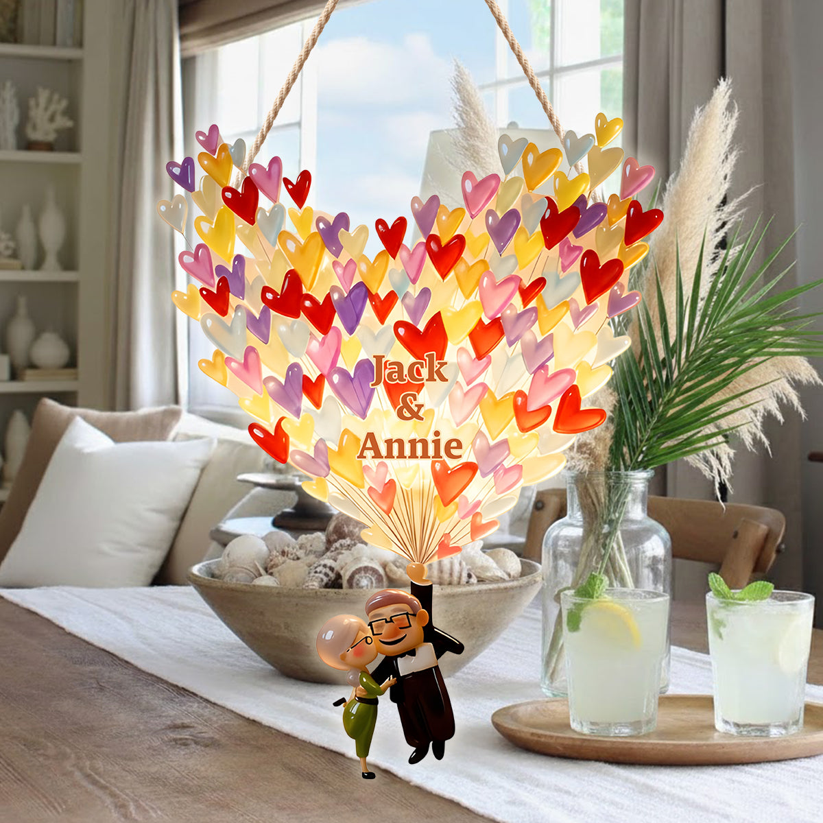 Personalized LED Light Acrylic Sign Couple Gift with Heart Design LED Light Acrylic Sign GradoCreations