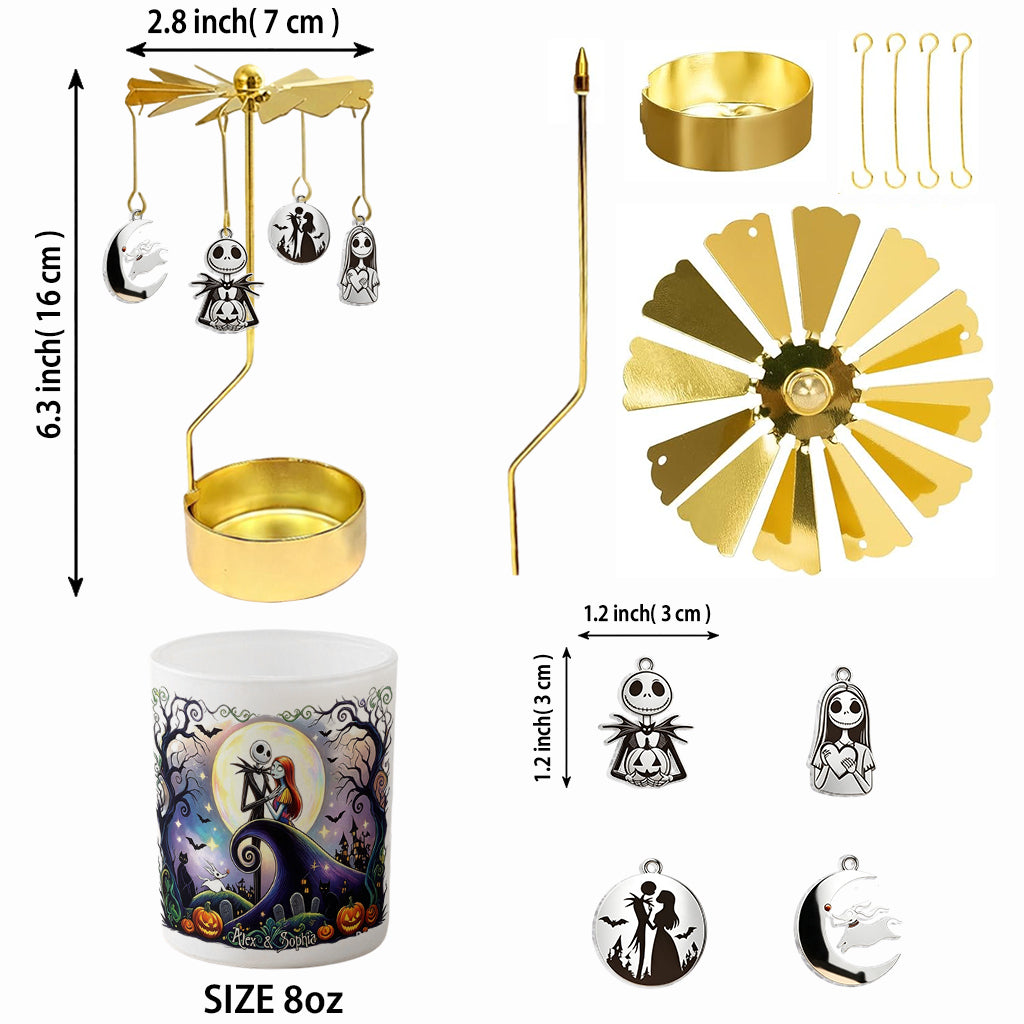 Personalized Spinning Candle Holder with Custom Charms - Unique Gift for Halloween Spinning Candle Holder GradoCreations