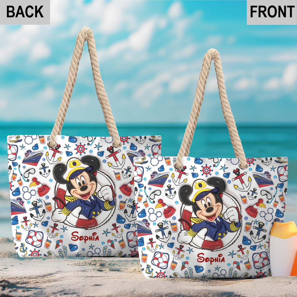 Personalized Canvas Beach Bag with Rope Handle for Kids Beach Bag GradoCreations