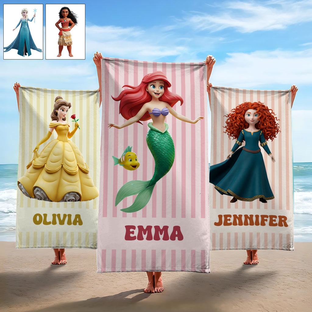 Personalized Quick-dry Beach Towel with Magical Princess Design for Girls Beach Towel GradoCreations