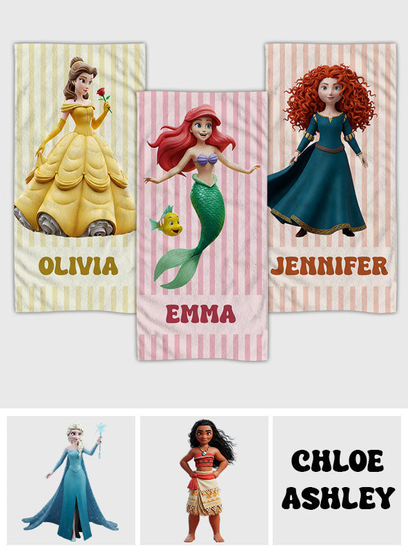 Personalized Quick-dry Beach Towel with Magical Princess Design for Girls Beach Towel GradoCreations