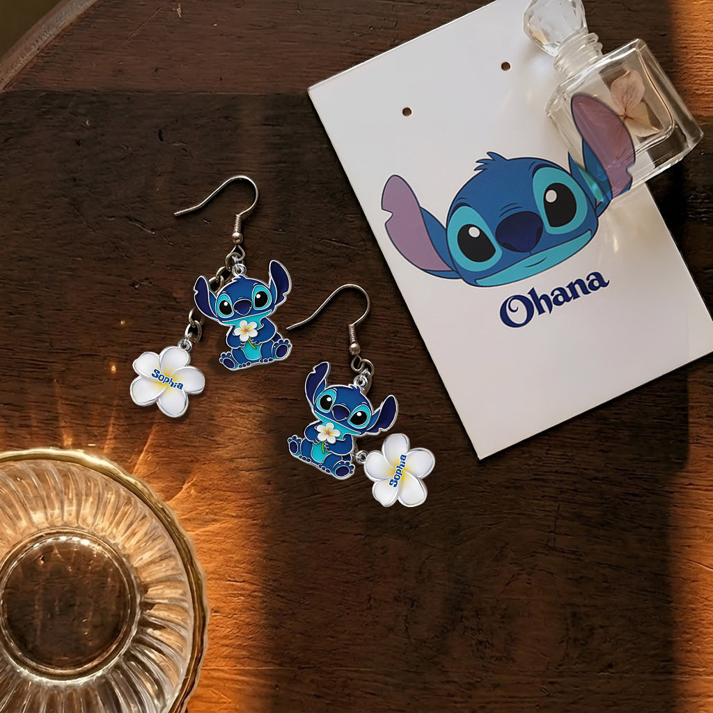 Personalized Ohana Earrings with Card Custom Name Gift Earrings With Card GradoCreations