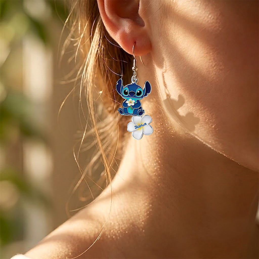 Personalized Ohana Earrings with Card Custom Name Gift Earrings With Card GradoCreations