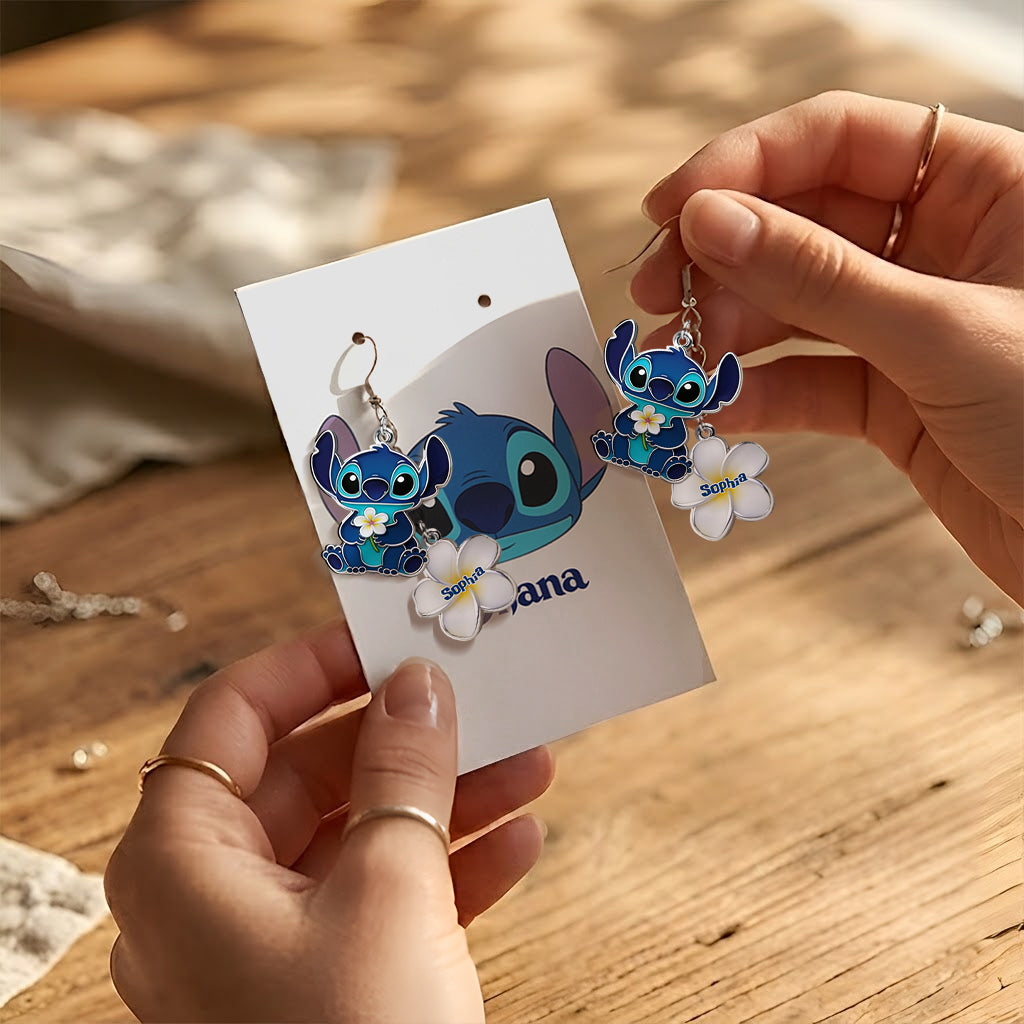 Personalized Ohana Earrings with Card Custom Name Gift Earrings With Card GradoCreations