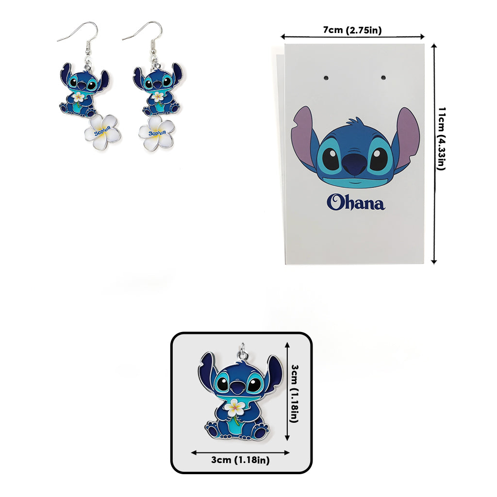 Personalized Ohana Earrings with Card Custom Name Gift Earrings With Card GradoCreations