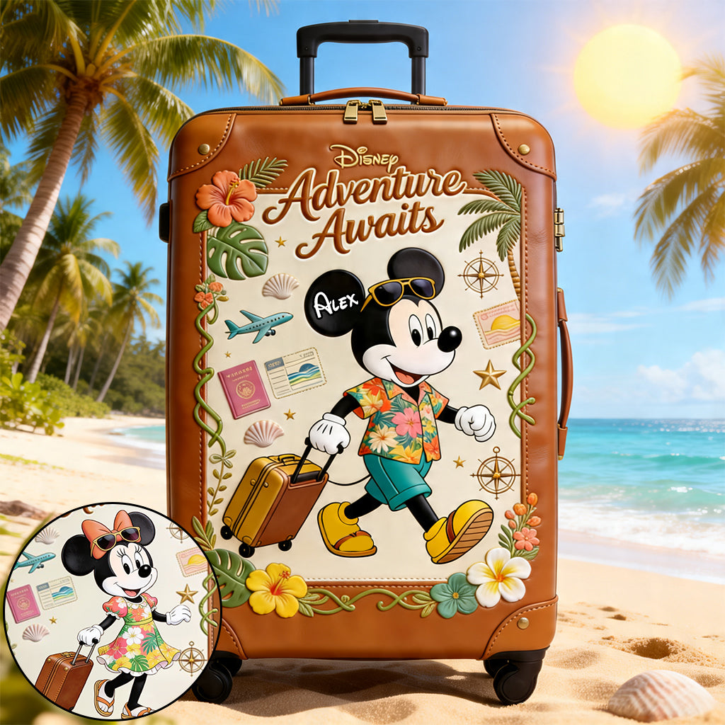 Personalized Adventure Awaits Mouse Luggage Cover for Travel Luggage Cover GradoCreations