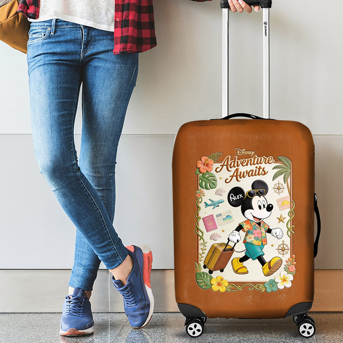 Personalized Adventure Awaits Mouse Luggage Cover for Travel Luggage Cover GradoCreations