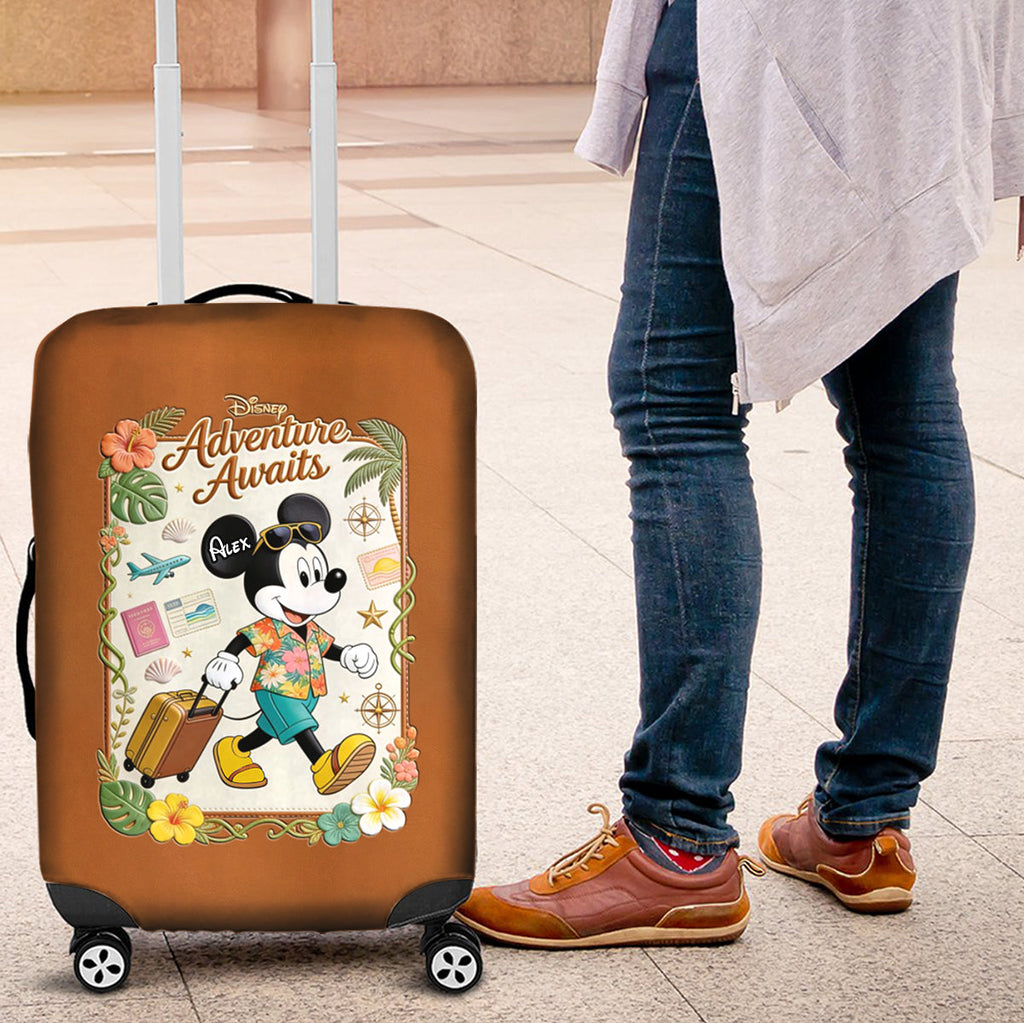 Personalized Adventure Awaits Mouse Luggage Cover for Travel Luggage Cover GradoCreations
