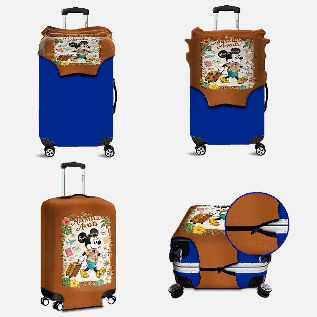 Personalized Adventure Awaits Mouse Luggage Cover for Travel Luggage Cover GradoCreations