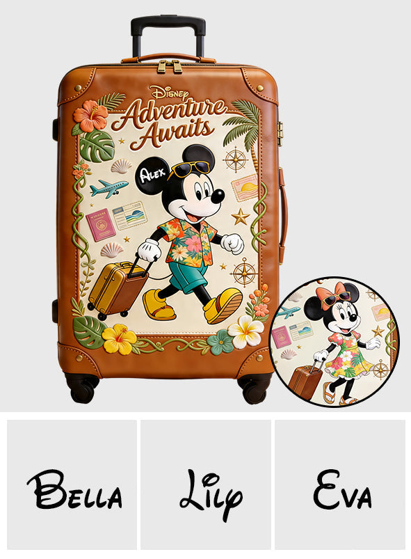 Personalized Adventure Awaits Mouse Luggage Cover for Travel Luggage Cover GradoCreations